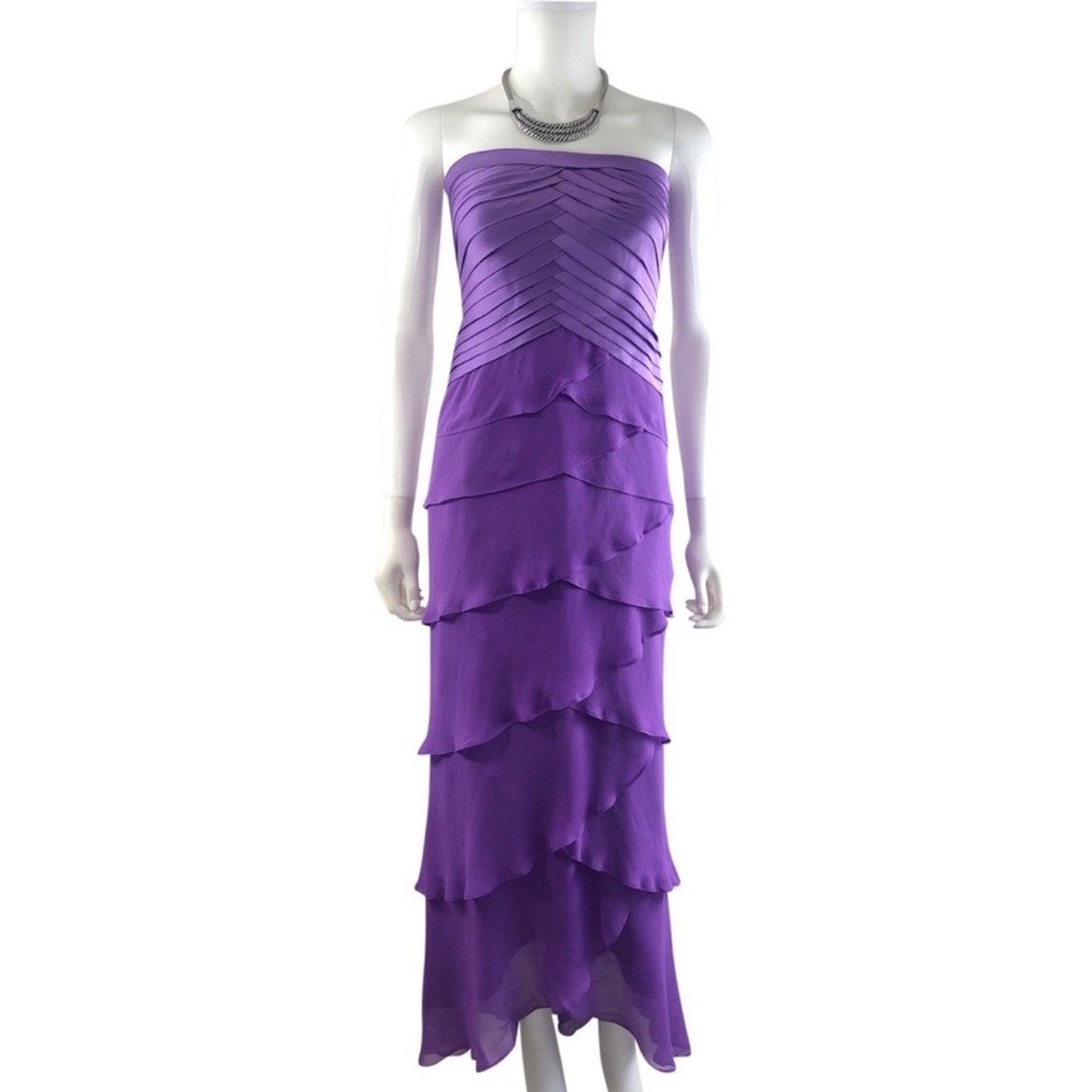Tadashi Shoji Vintage Purple Ruffle Strapless Gown